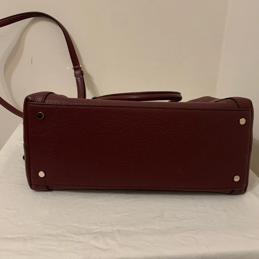 Kate Spade Jackson Pebble Leather Med. Triple Compartment Satchel Cherrywood Red